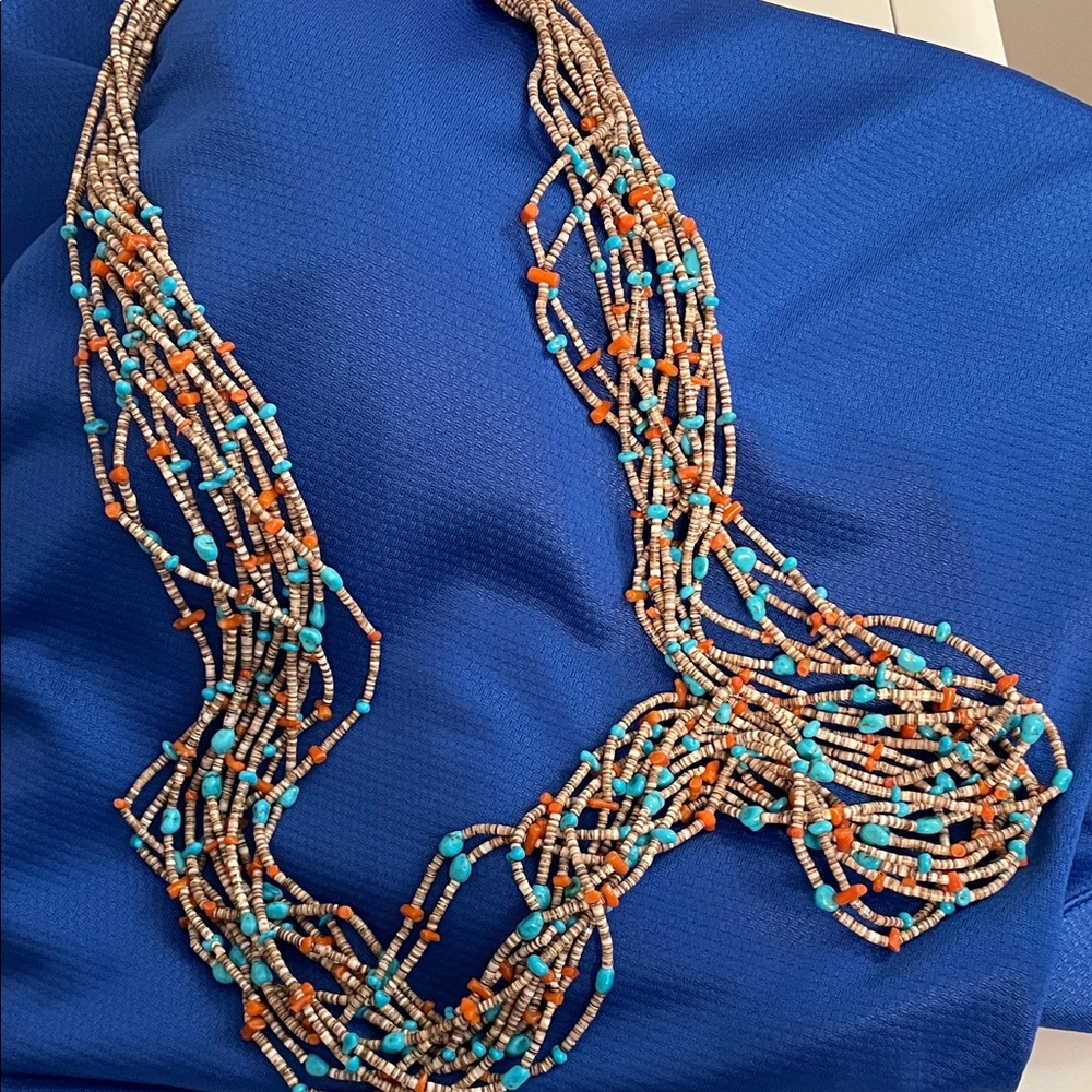 Turquoise and coral necklace